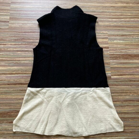 Tribal Brand Boiled Wool Tunic Vest with Pockets Black  White Colorblock - Picture 5 of 6